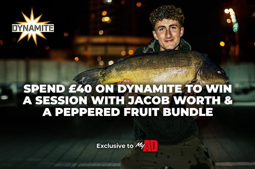 MyAD Competition - Win a fishing session with Jacob Worth and a Dynamite Baits Peppered Fruit Bundle