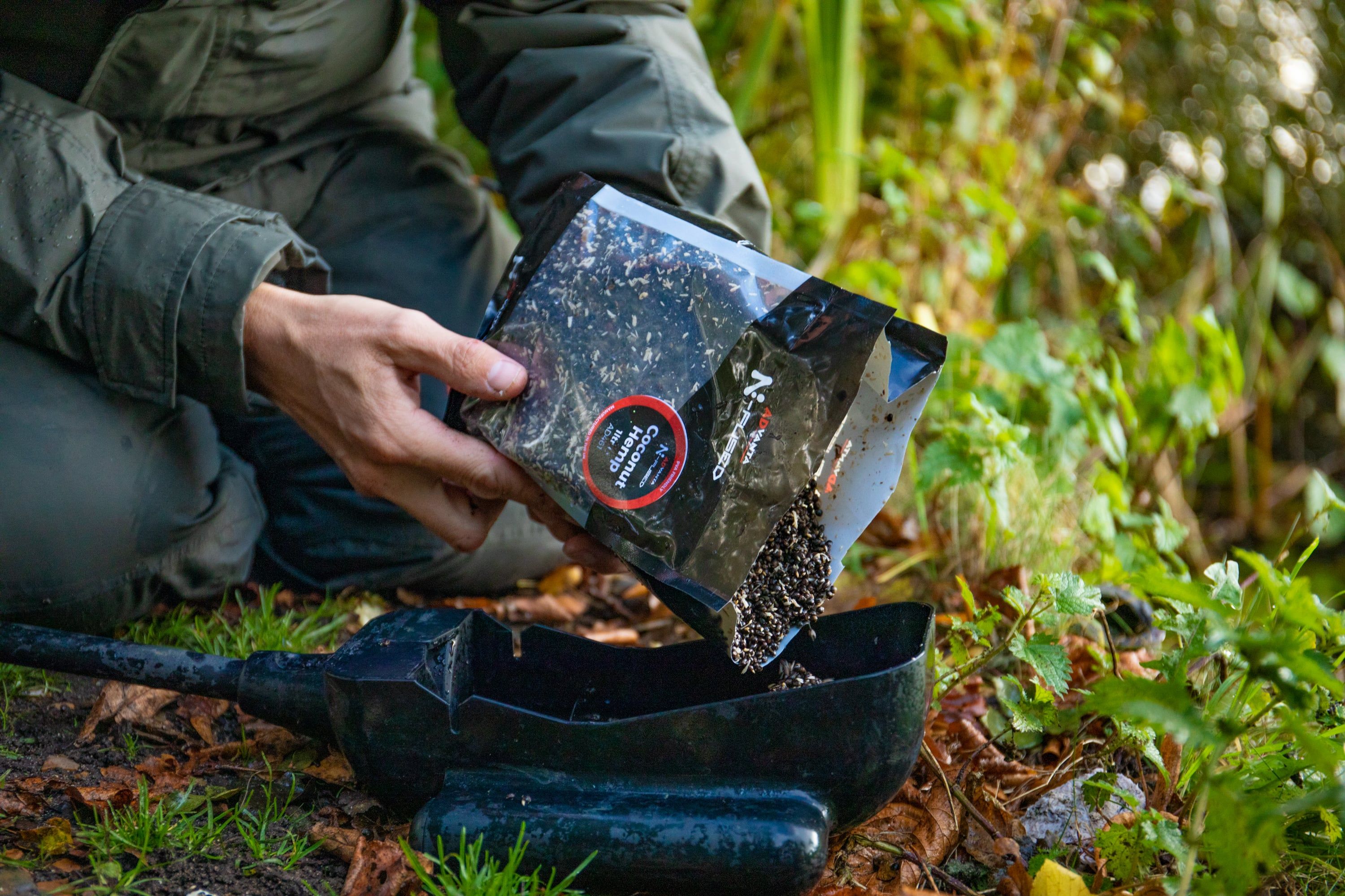 Advanta Cooked Hemp Fishing Bait being poured