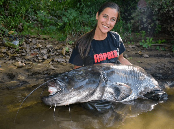 Image of Claudia with her Catfish catch - Taken from Claudia Darga Facebook 
