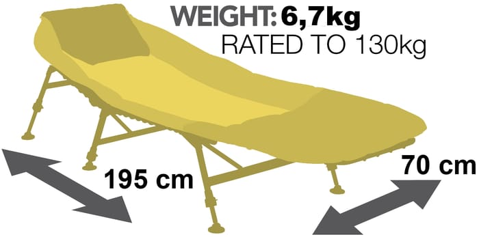 JRC Stealth X-Lite Bedchair Dimensions