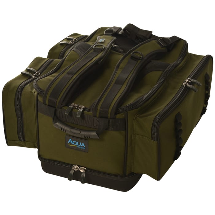 Aqua Black Series Deluxe Roving Fishing Rucksack Laid Down