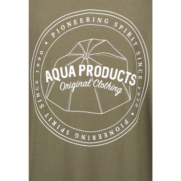 Aqua Products Big Logo Khaki T-Shirt Close Up 1