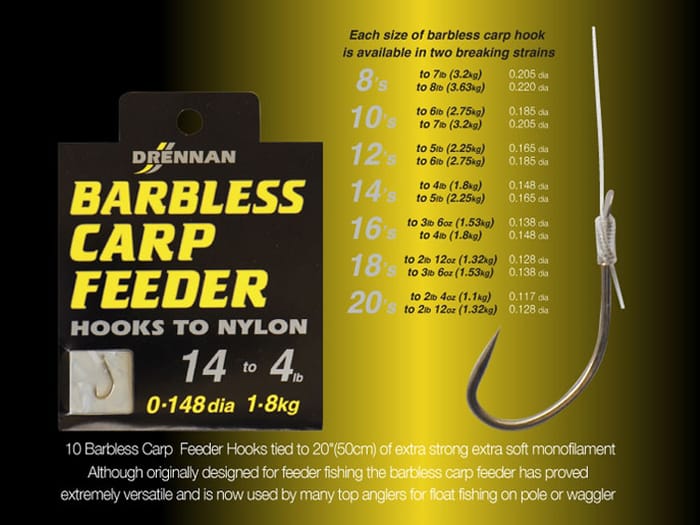Drennan Barbless Carp Feeder Hooks to Nylon 1