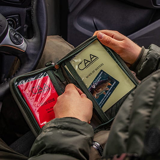 Fox Camolite Licence Fishing Wallet In Use