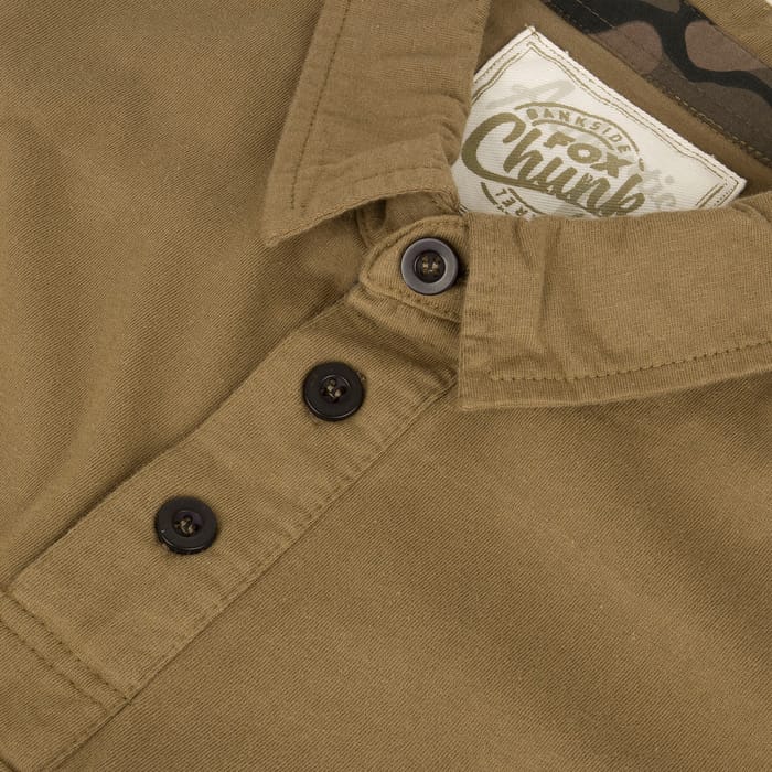 Fox Chunk Stonewash Khaki Polo Shirt Buttons