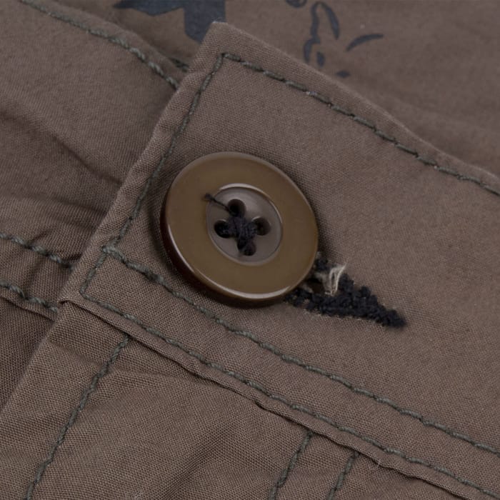 Fox Green & Black Lightweight Cargo Shorts Button Fastening