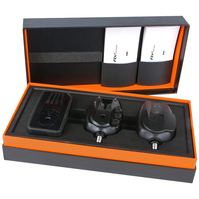 Fox RX+ 2 Rod Presentation Set Bite Alarms and Receiver in Presentation Box Supplied 