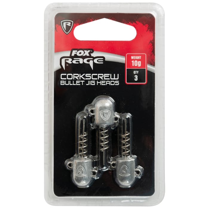 Fox Rage Corkscrew Bullet Jig Heads x3 Packet