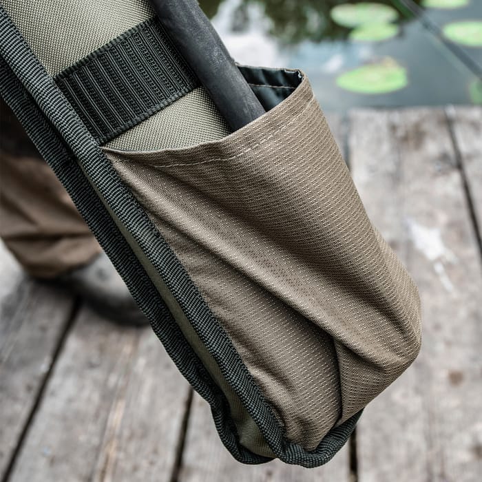 Korum Transition 12ft 3 Rod Fishing Sling In Use Quiver Pocket
