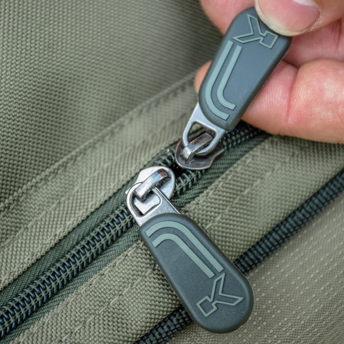 Korum Transition Fishing Ruckbag In Use Zips