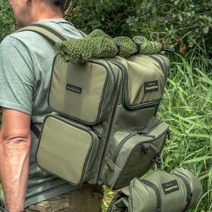 Korum Transition Fishing Rucksack In Use 1