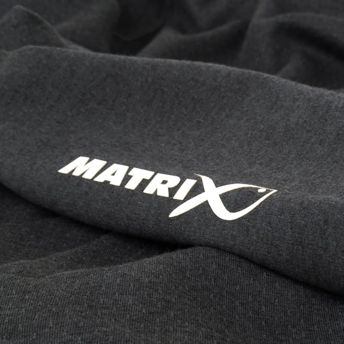 Matrix Minimal Black Marl Fishing Hoodie Arm Logo