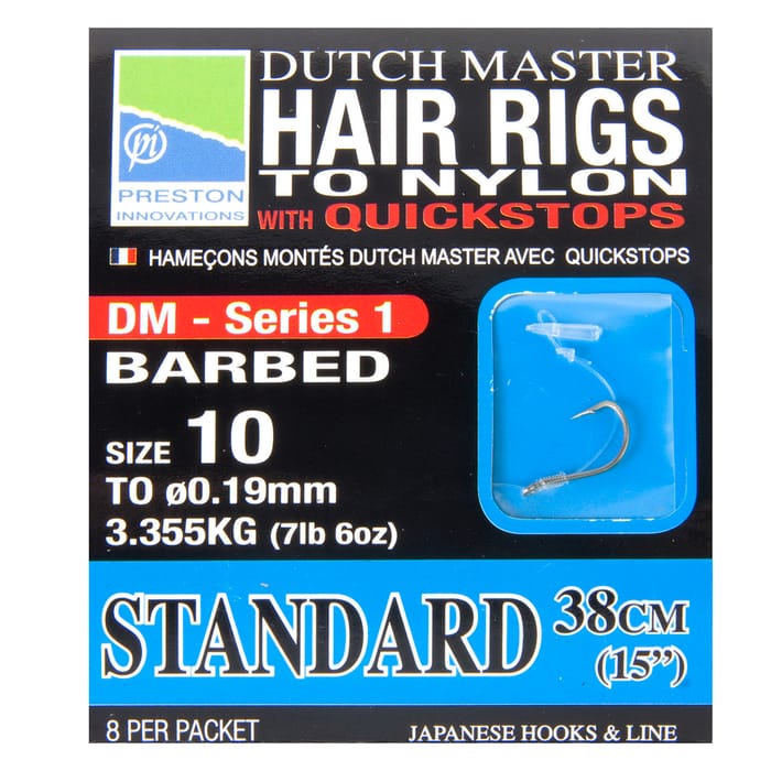 Preston Dutch Master Barbed Hair Rig with Quickstops Standard