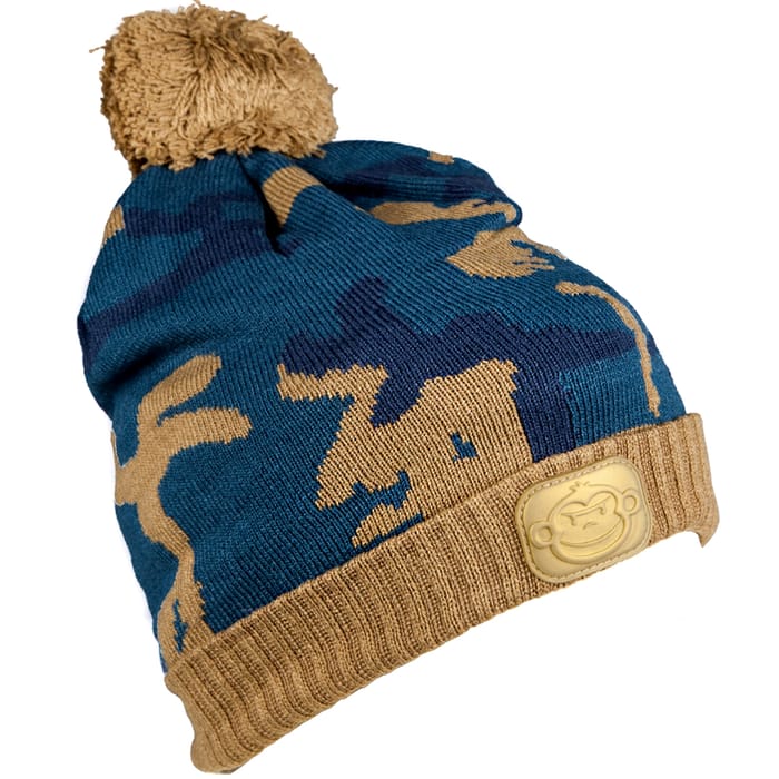 RidgeMonkey Camo Bobble Hat Brown / Blue