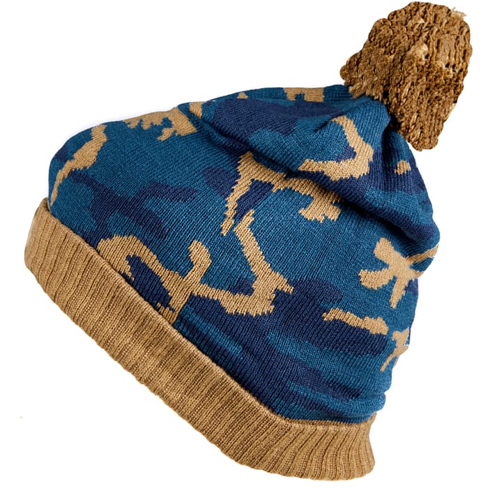 RidgeMonkey Camo Bobble Hat Blue/Brown