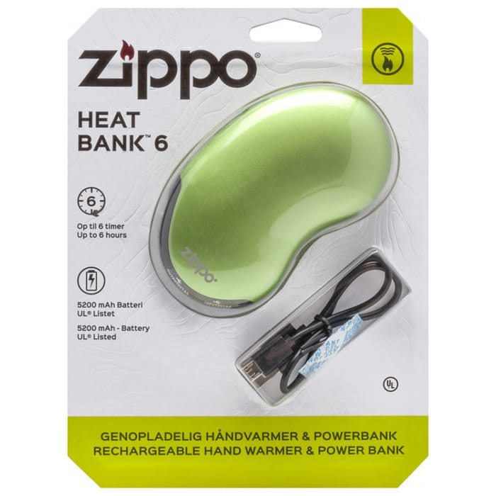Zippo Green Heatbank 6 Rechargeable Hand Warmer & Power Bank Packaging