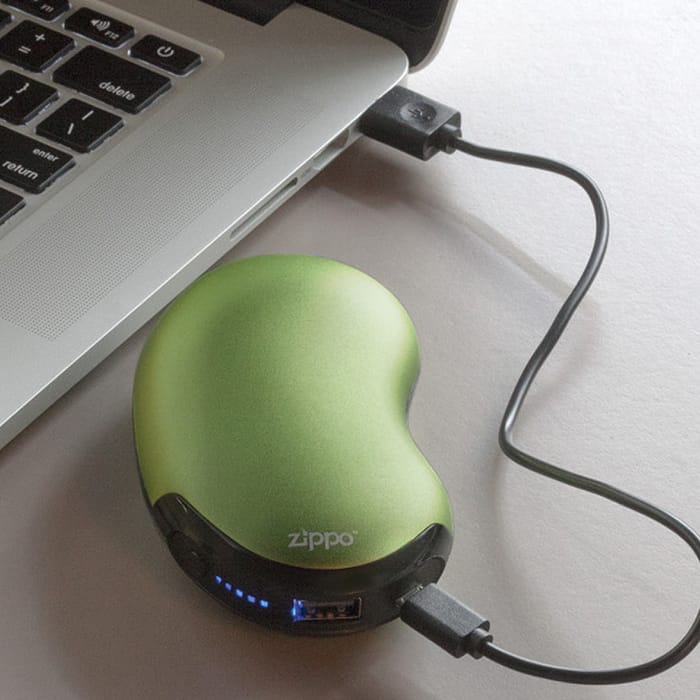 Zippo Green Heatbank 6 Rechargeable Hand Warmer & Power Bank In Use