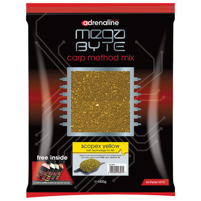 Adrenaline MegaByte Carp Method Mix Groundbait 1.4kg Scopex Yellow