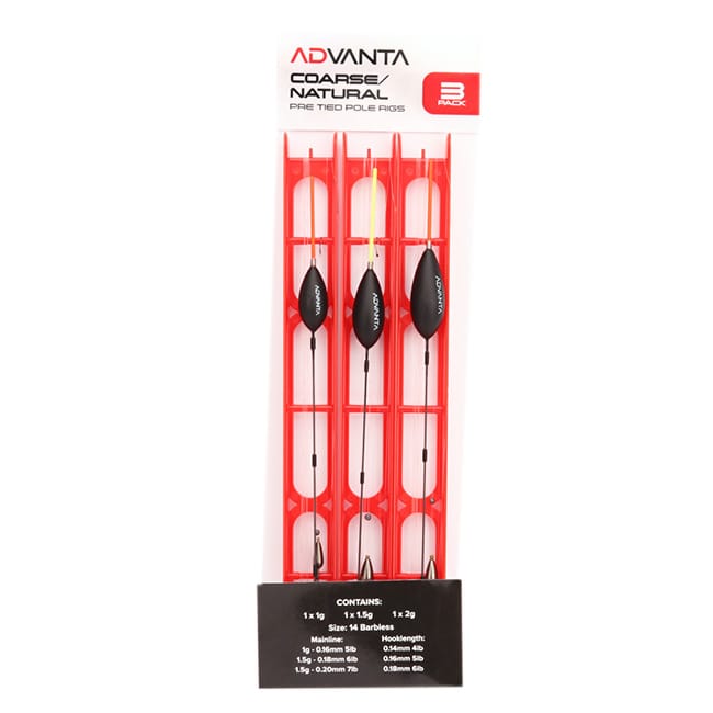 Advanta Coarse / Natural Pre-Tied Pole Rigs - Pack of 3