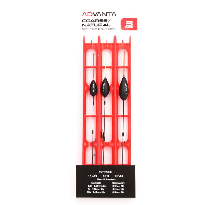 Advanta Coarse / Natural Pre-Tied Pole Rigs - Pack of 3