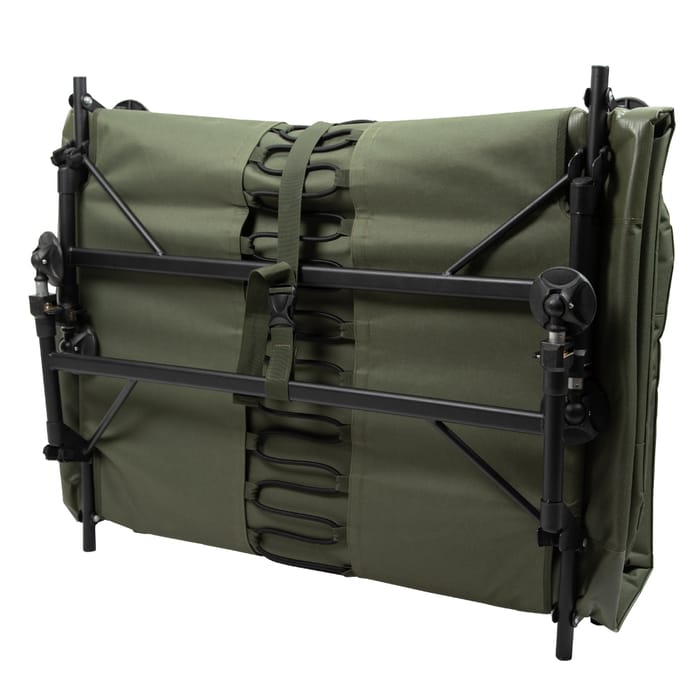 Advanta XL 8 Leg Green Session Bedchair Folded 1