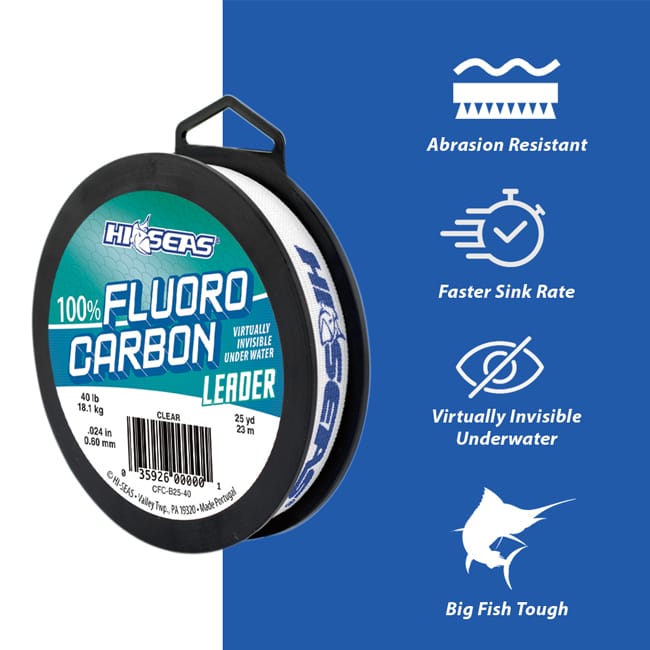 AFW HiSeas Clear 100% Fluorocarbon Leader 25yd 2