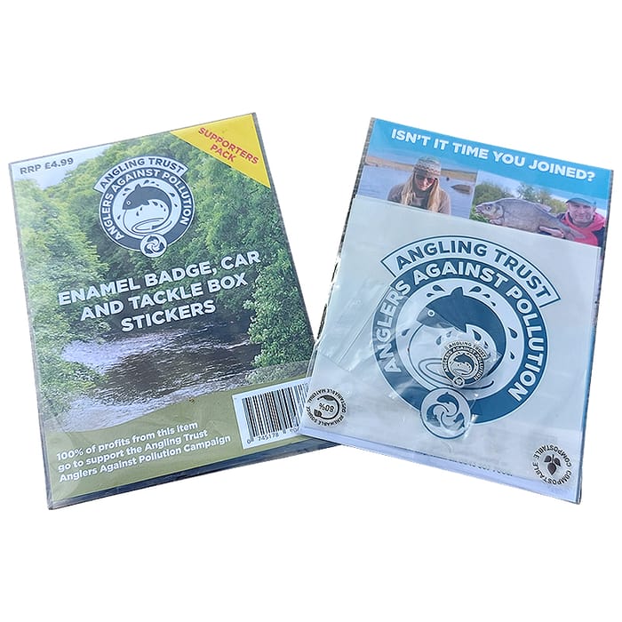 Anglers Against Pollution Enamel Badge, Car and Tackle Box Stickers