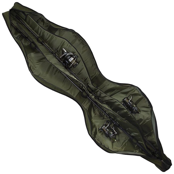 Aqua Black Series Compact Tristar 12ft 3 Rod Fishing Holdall Open