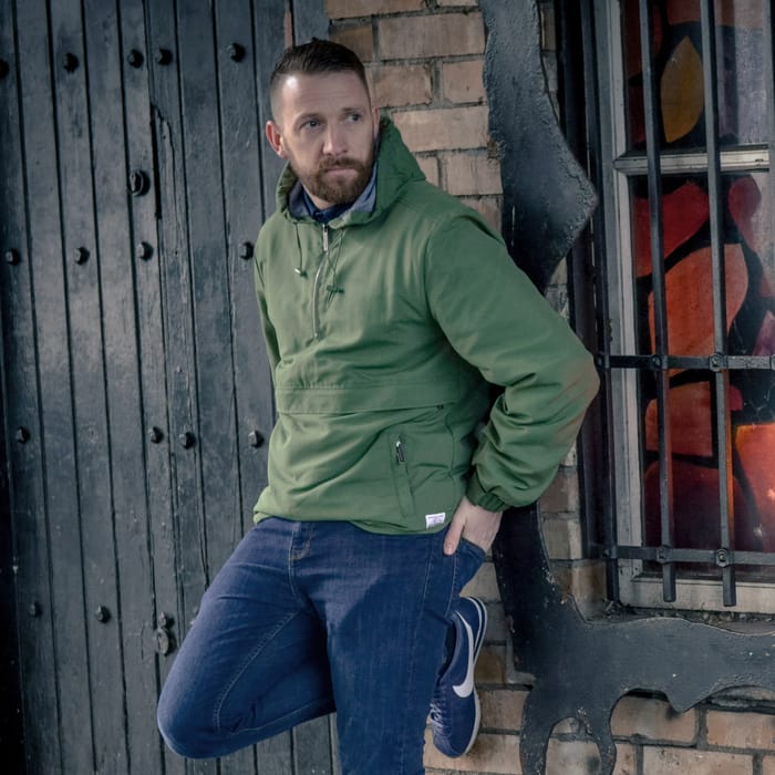 Aqua Products Half Zip Khaki Jacket In Use 3