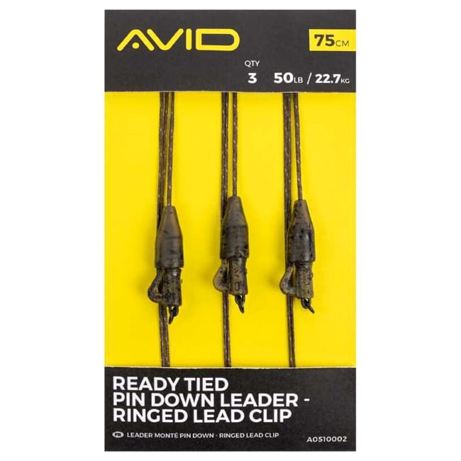 Avid Carp Ready Tied Pin Down Leader- Ringed Lead Clip