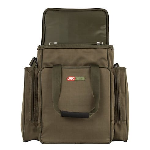 JRC Defender Bait Bucket & Tackle Bag Open