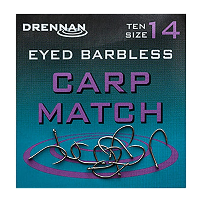 Drennan Eyed Barbless Carp Match Fishing Hooks Size 14