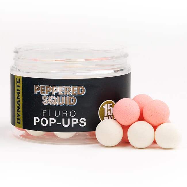 Dynamite Baits Fluro Pop Ups - Peppered Squid 