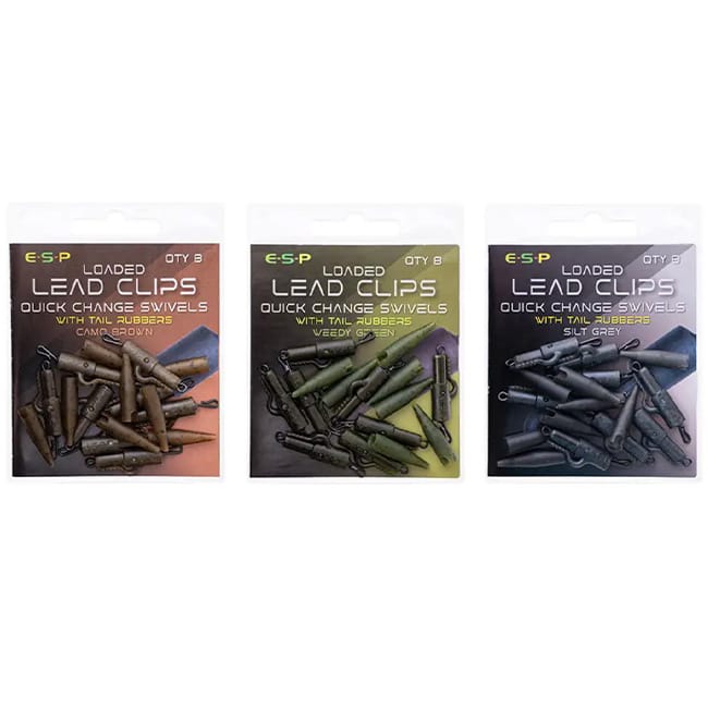 ESP Loaded Lead Clips - Quick Change Swivels Inc Tail Rubbers