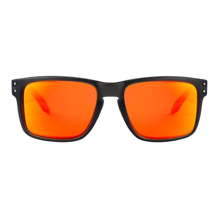 Fortis Bays Matte Black Frame Fishing Sunglasses Brown Fire Lens front