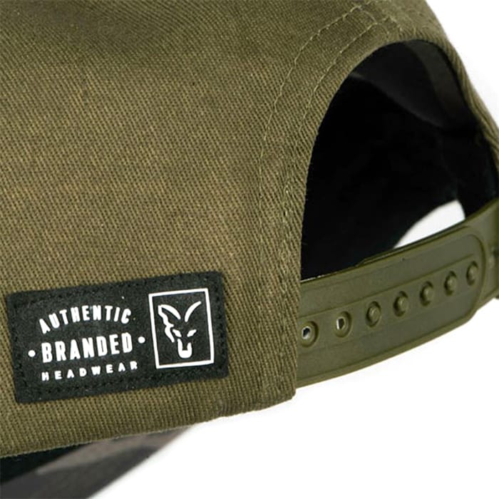 Fox College Snap Back Fishing Cap Khaki Close Up