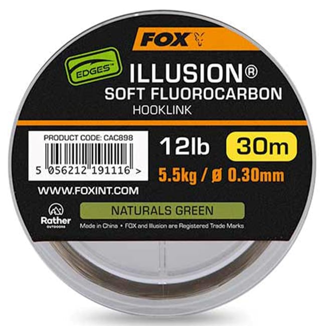 Fox Edges Illusion Soft Fluorocarbon Hooklink Naturals Green 30m