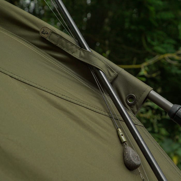 Fox Frontier XD Bivvy Inc Inner Dome In Use  Rod Strap