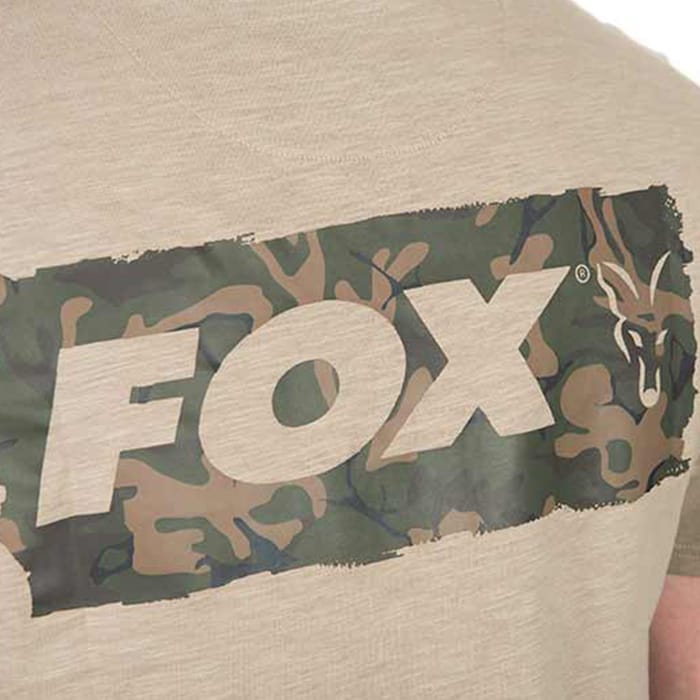 Fox Light Weight Khaki Large Print T-Shirt Close Up 1