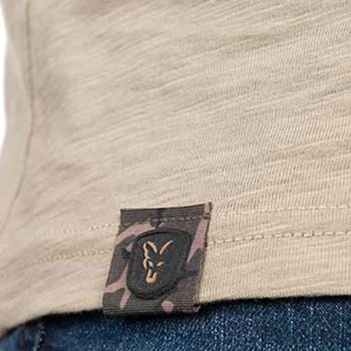 Fox Light Weight Khaki Large Print T-Shirt Close Up 3