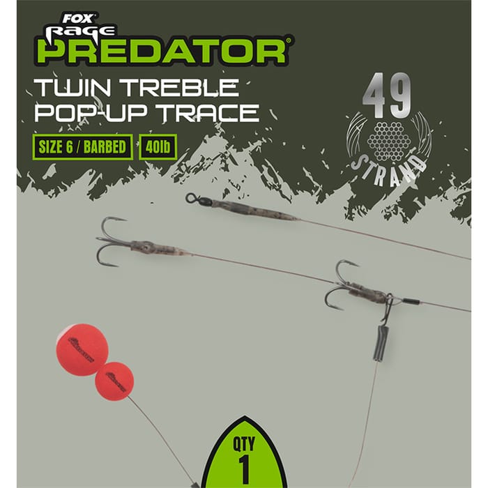 Fox Rage Predator Twin Treble Pop-Up Trace - Barbed