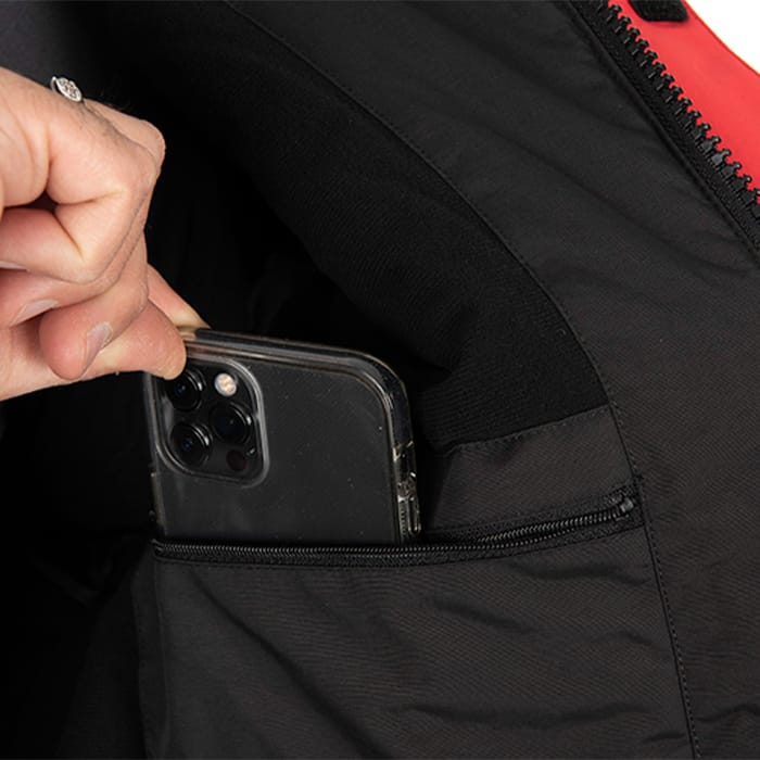 Fox Rage Winter Fishing Suit Pocket In Use
