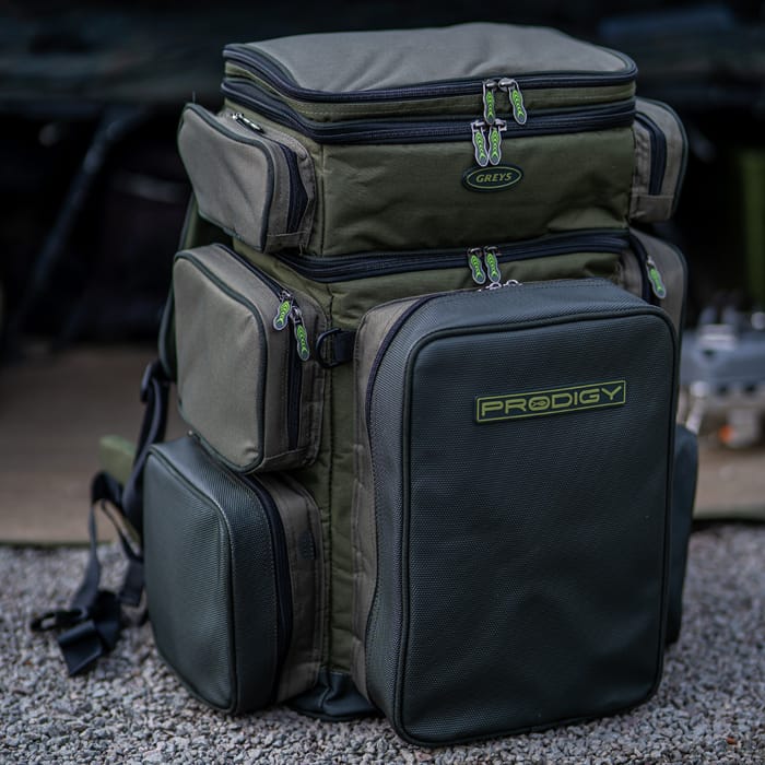 Greys Prodigy Tackle Base Fishing Rucksack In Use 7