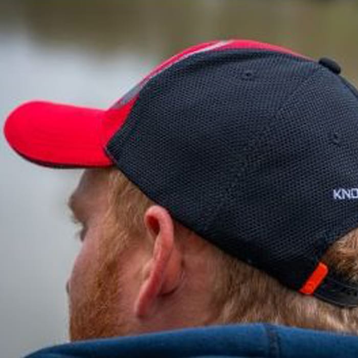 Guru Red 3D Fishing Cap In Use 1