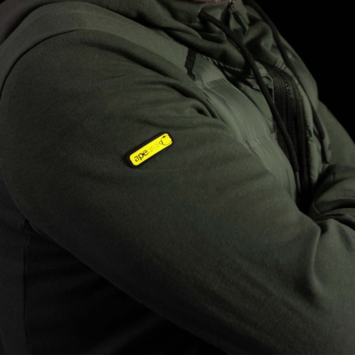 RidgeMonkey APEarel Dropback Heavyweight Zip Green Fishing Jacket Close Up
