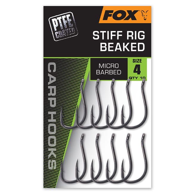 Fox PTFE Coated Stiff Rig Beaked Carp Hooks - Micro Barbed