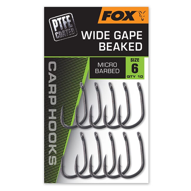 Fox PTFE Coated Wide Gape Beaked Carp Hooks - Micro Barbed
