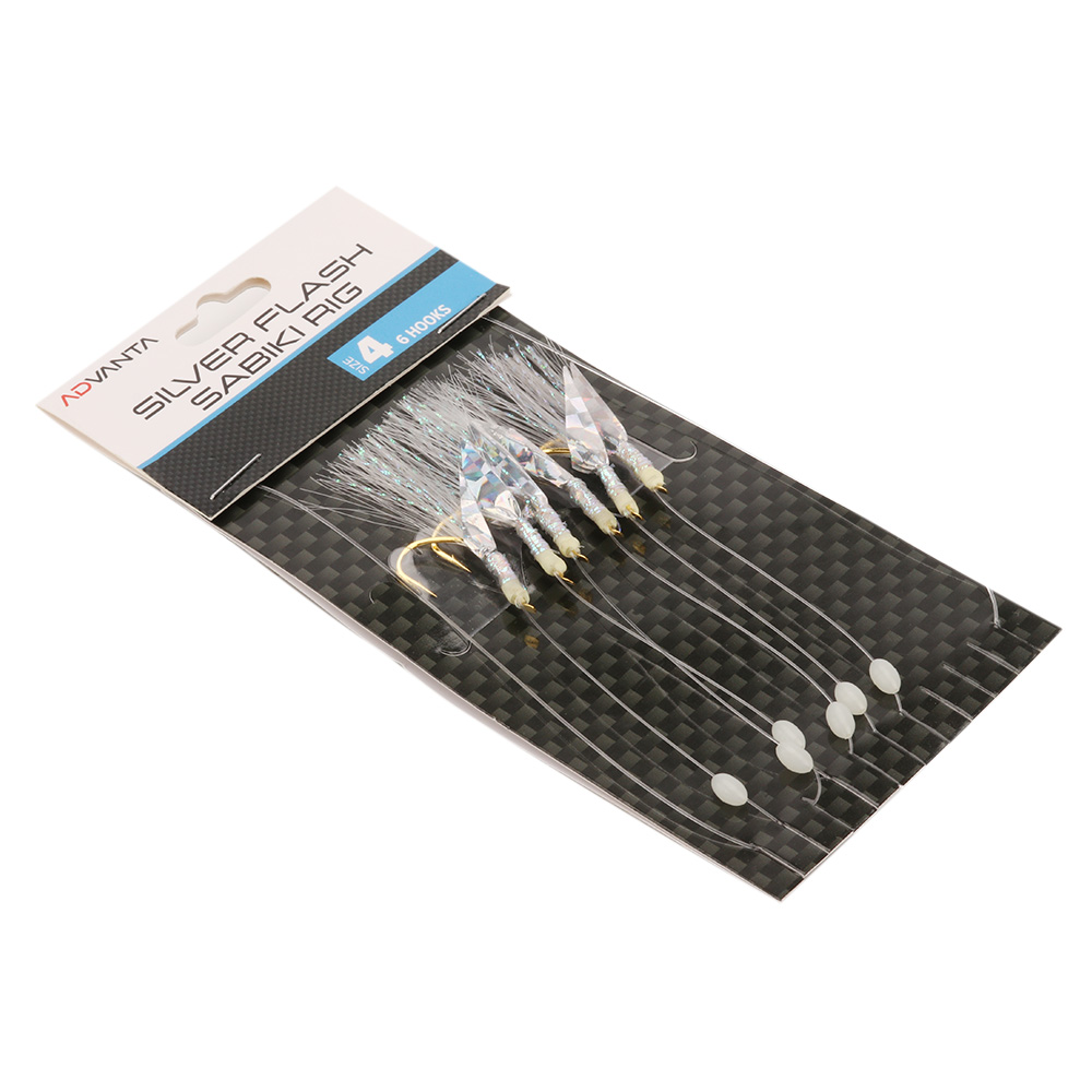 Advanta Silver Flash Sabiki Rig – 6 Hooks / Size 4 1
