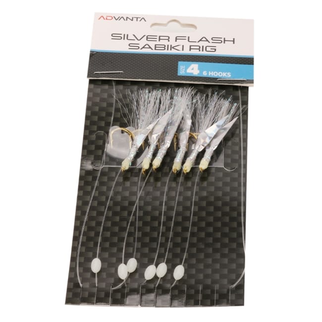 Advanta Silver Flash Sabiki Rig – 6 Hooks / Size 4