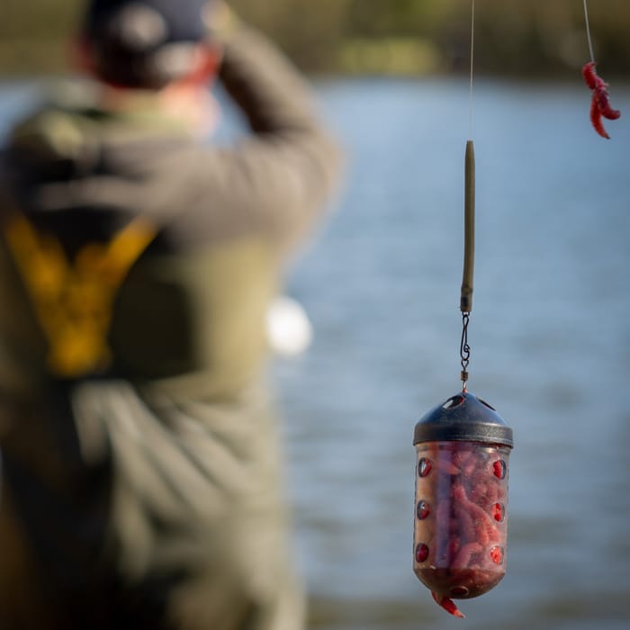 Kamasan Large Black Cap Fishing Feeder In Use 1